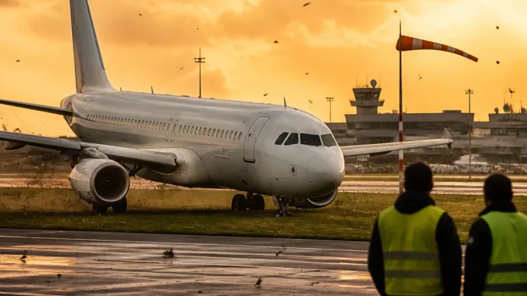 Jet2 737-800 leaves runway at Birmingham after landing in high winds